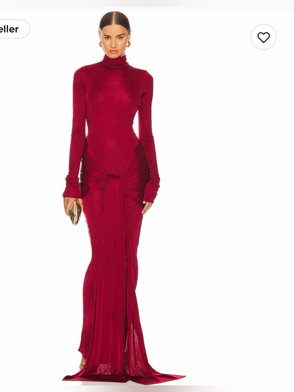 REVOLVE Long-Sleeve Turtleneck Twist Maxi Dress in Burgundy